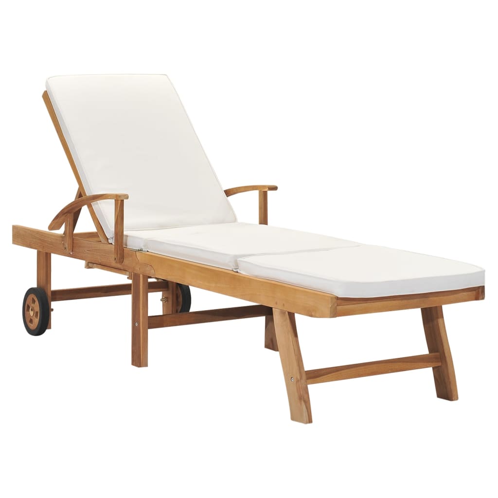 foto del prodotto lettino prendisole con cuscino in massello di teak crema cod mxl 6224