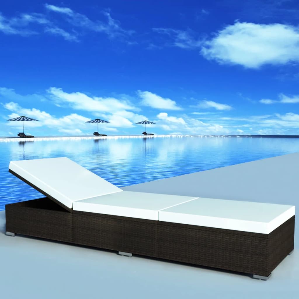 foto del prodotto lettino prendisole con cuscino in polyrattan marrone cod mxl 24959