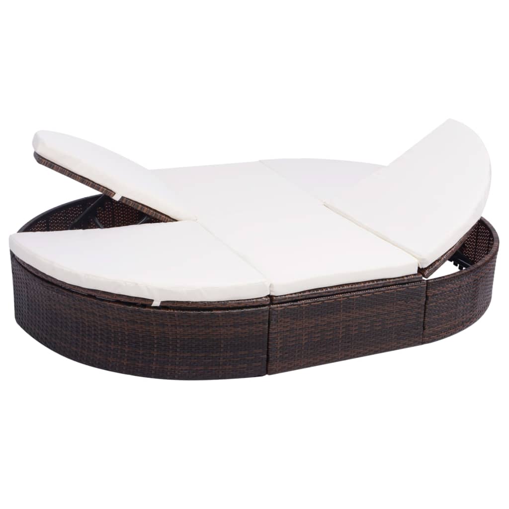 foto del prodotto lettino prendisole con cuscino in polyrattan marrone cod mxl 63139