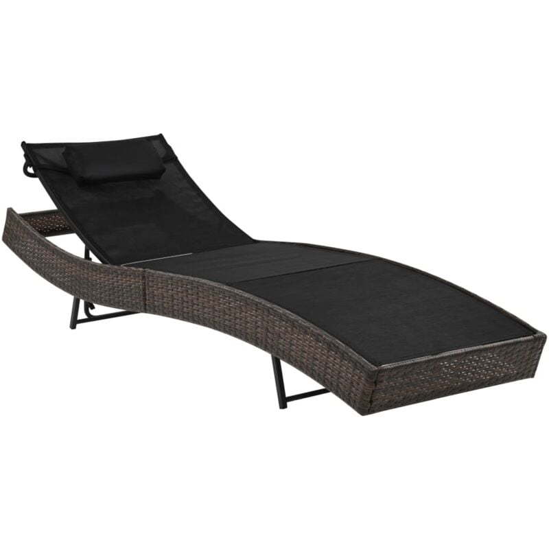 foto del prodotto lettino prendisole con cuscino in polyrattan marrone vidaxl