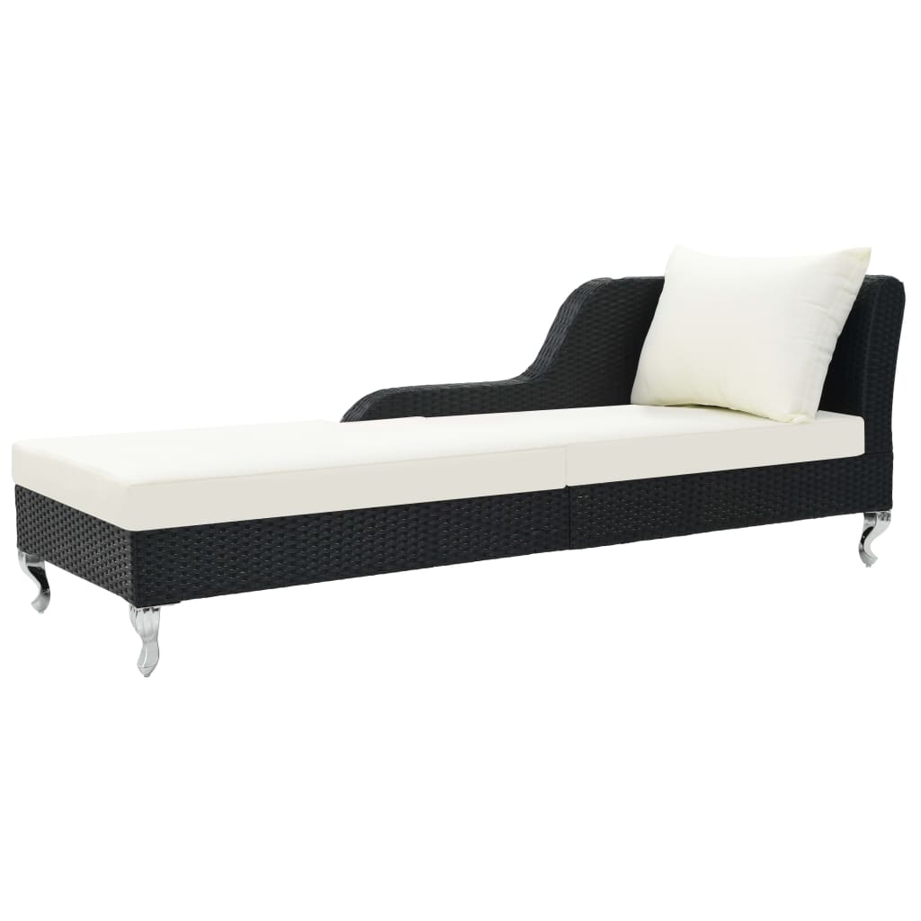 foto del prodotto lettino prendisole con cuscino in polyrattan nero cod mxl 23060