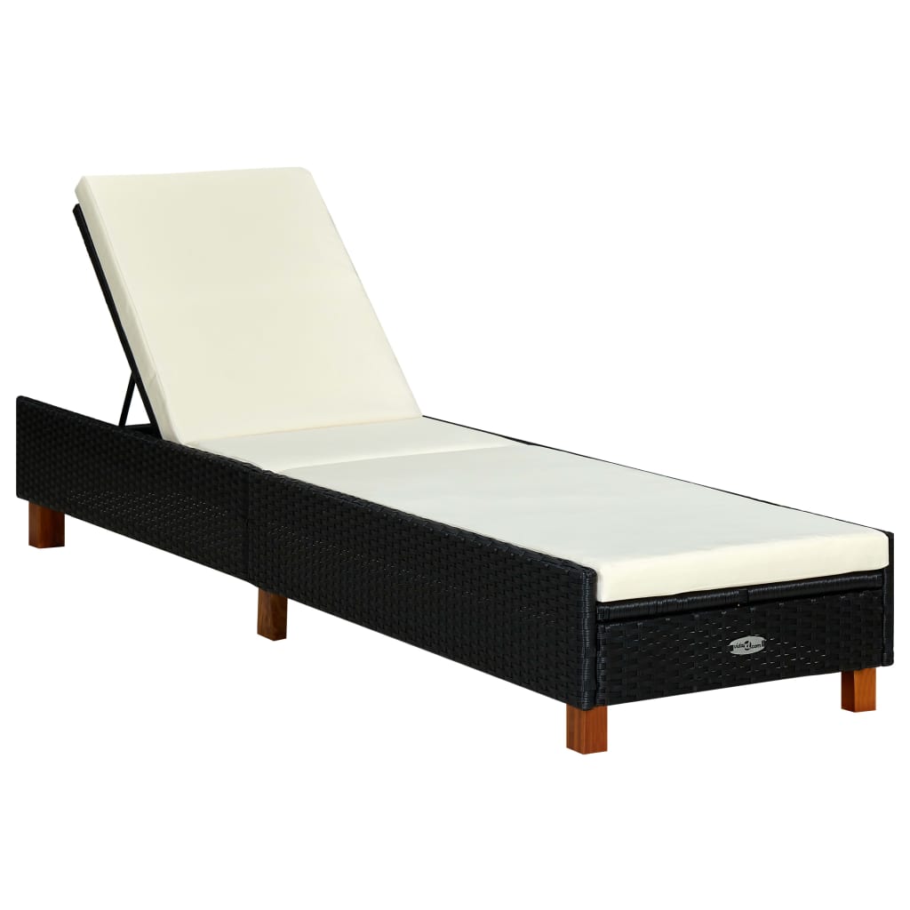 foto del prodotto lettino prendisole con cuscino in polyrattan nero cod mxl 23075