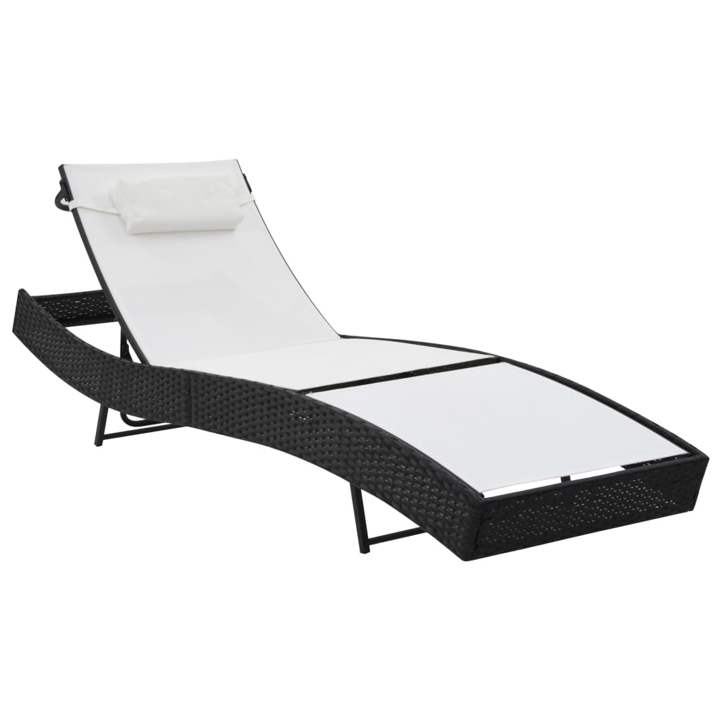foto del prodotto lettino prendisole con cuscino in polyrattan nero cod mxl 27042