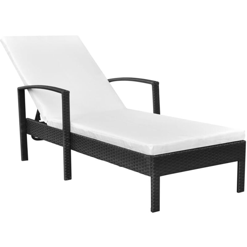 foto del prodotto lettino prendisole con cuscino in polyrattan nero vidaxl