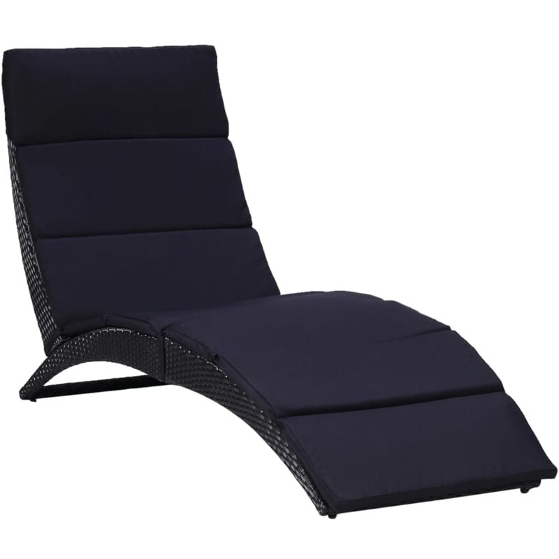 foto del prodotto lettino prendisole con cuscino in polyrattan nero vidaxl