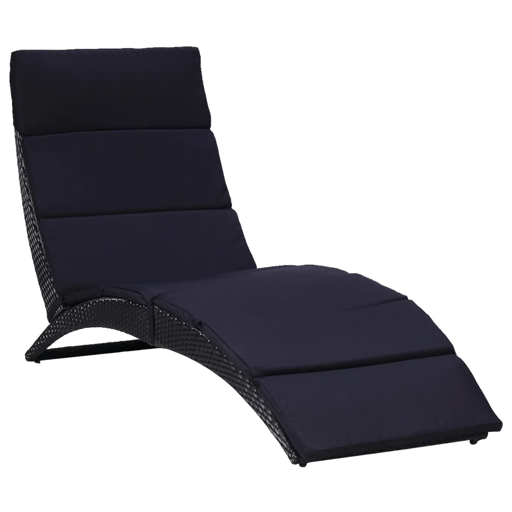 foto del prodotto lettino prendisole con cuscino in resina intrecciata nera 02 0012203