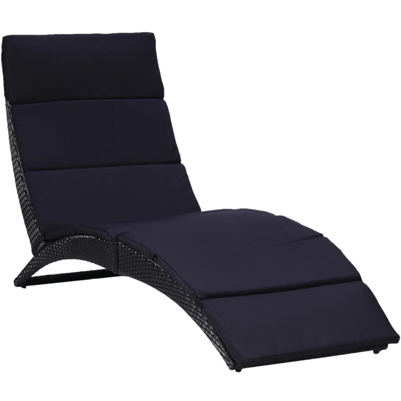foto del prodotto lettino prendisole con cuscino in resina intrecciata nera 020012203