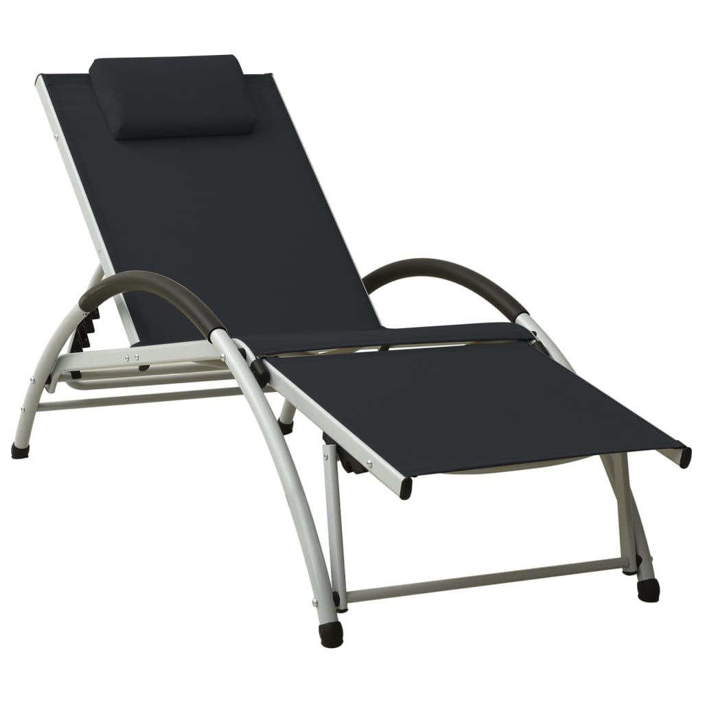foto del prodotto lettino prendisole con cuscino in textilene nero cod mxl 23089