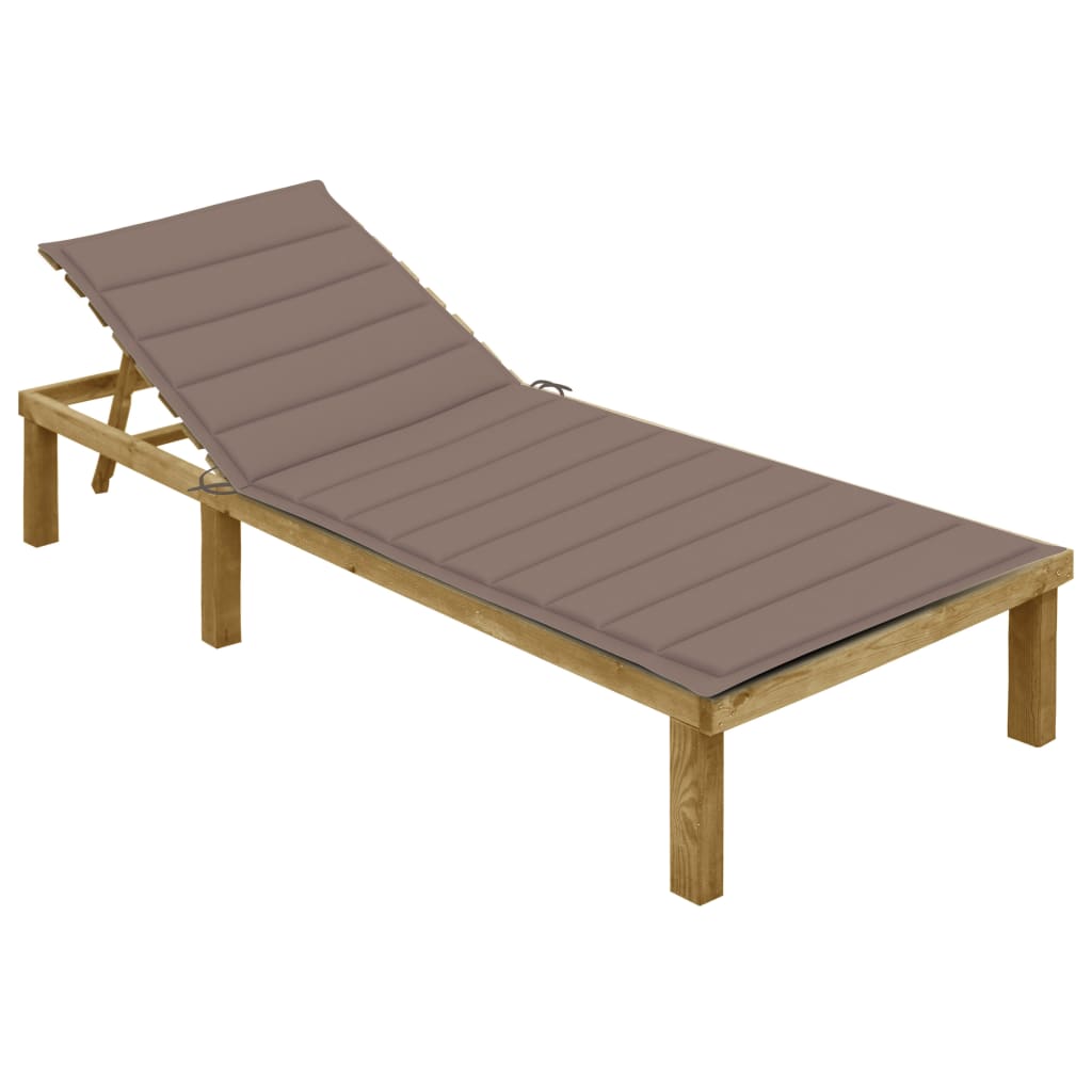 foto del prodotto lettino prendisole con cuscino tortora in legno pino impregnato cod mxl 45360