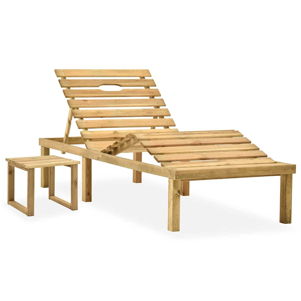 foto del prodotto lettino prendisole con tavolino in legno di pino impregnato cod mxl 19857