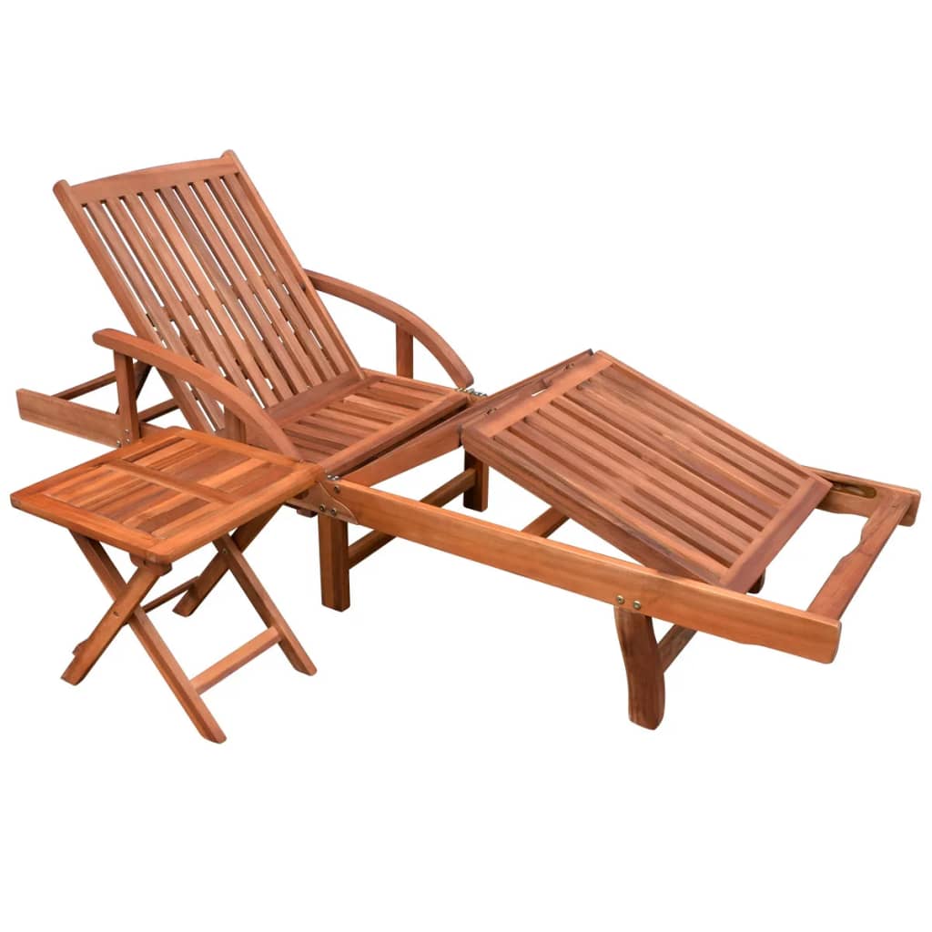 foto del prodotto lettino prendisole con tavolo in legno massello di acacia cod mxl 12522