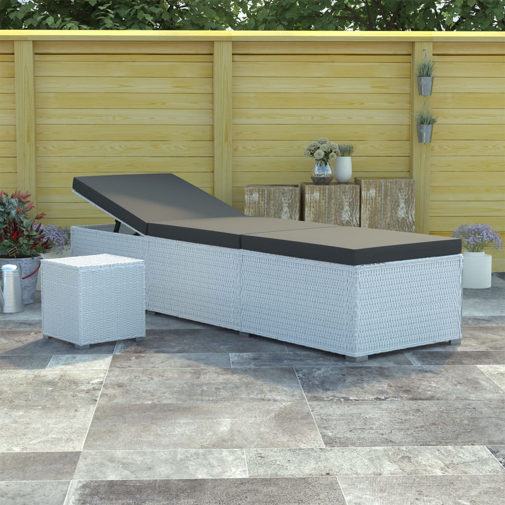 foto del prodotto lettino prendisole cuscino e tavolino da t polyrattan bianco cod mxl 20104
