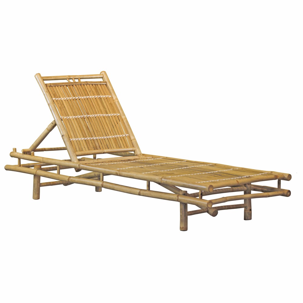 foto del prodotto lettino prendisole da giardino 200x74x83cm in bamboo con schienale reclinabile coco