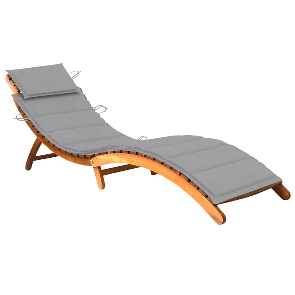foto del prodotto lettino prendisole da giardino con cuscino massello di acacia cod mxl 42255