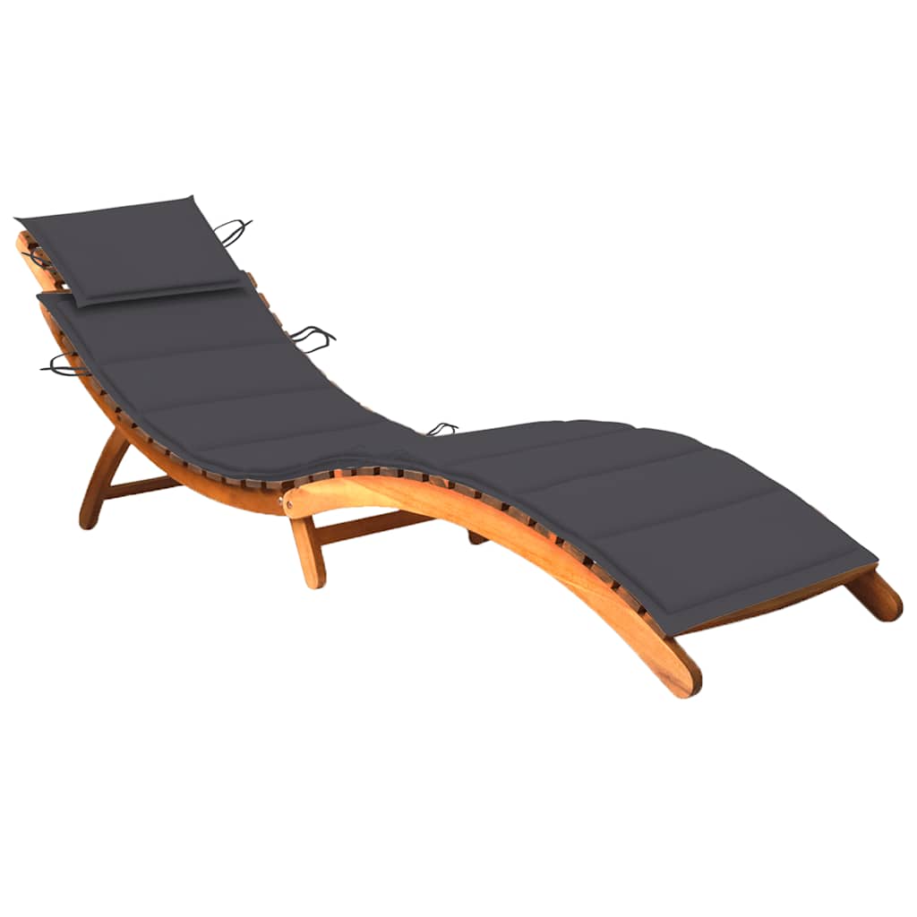 foto del prodotto lettino prendisole da giardino con cuscino massello di acacia cod mxl 42256