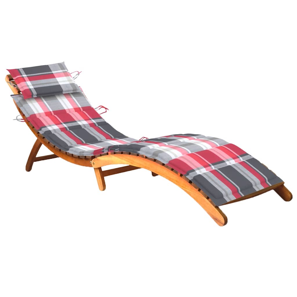 foto del prodotto lettino prendisole da giardino con cuscino massello di acacia cod mxl 72066