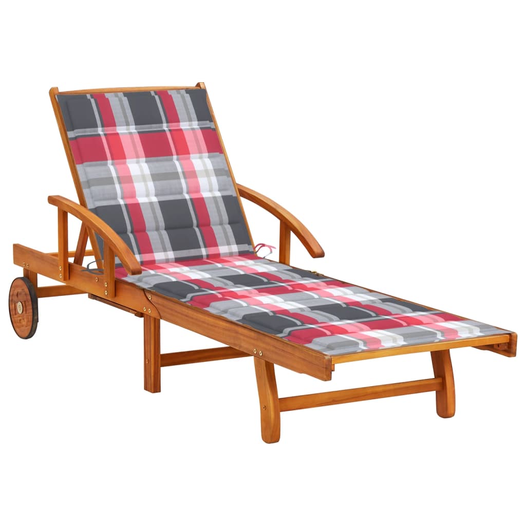 foto del prodotto lettino prendisole da giardino con cuscino massello di acacia cod mxl 72068