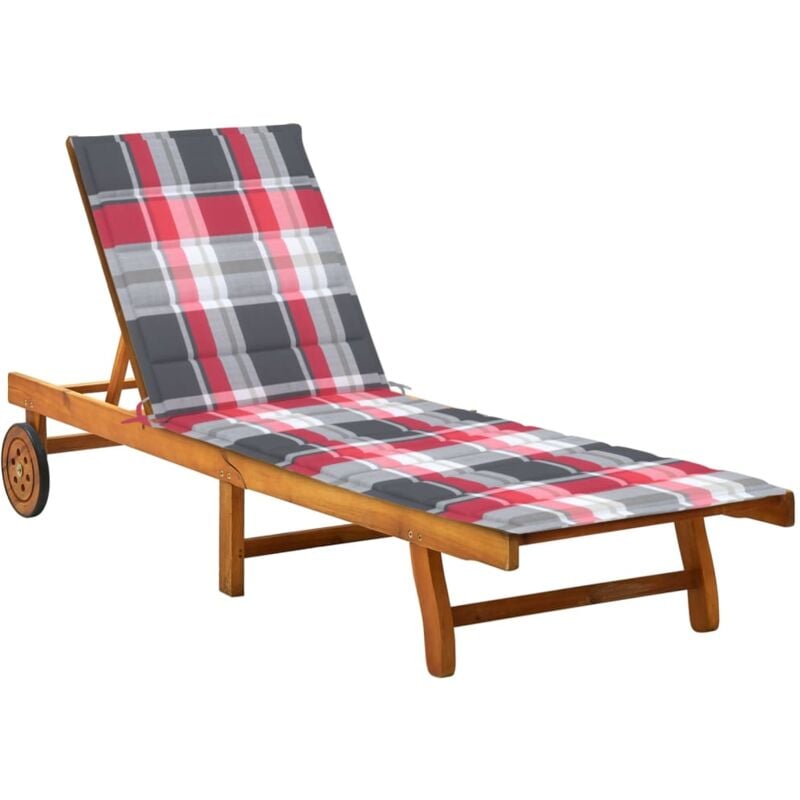 foto del prodotto lettino prendisole da giardino con cuscino massello di acacia cod mxl 72113