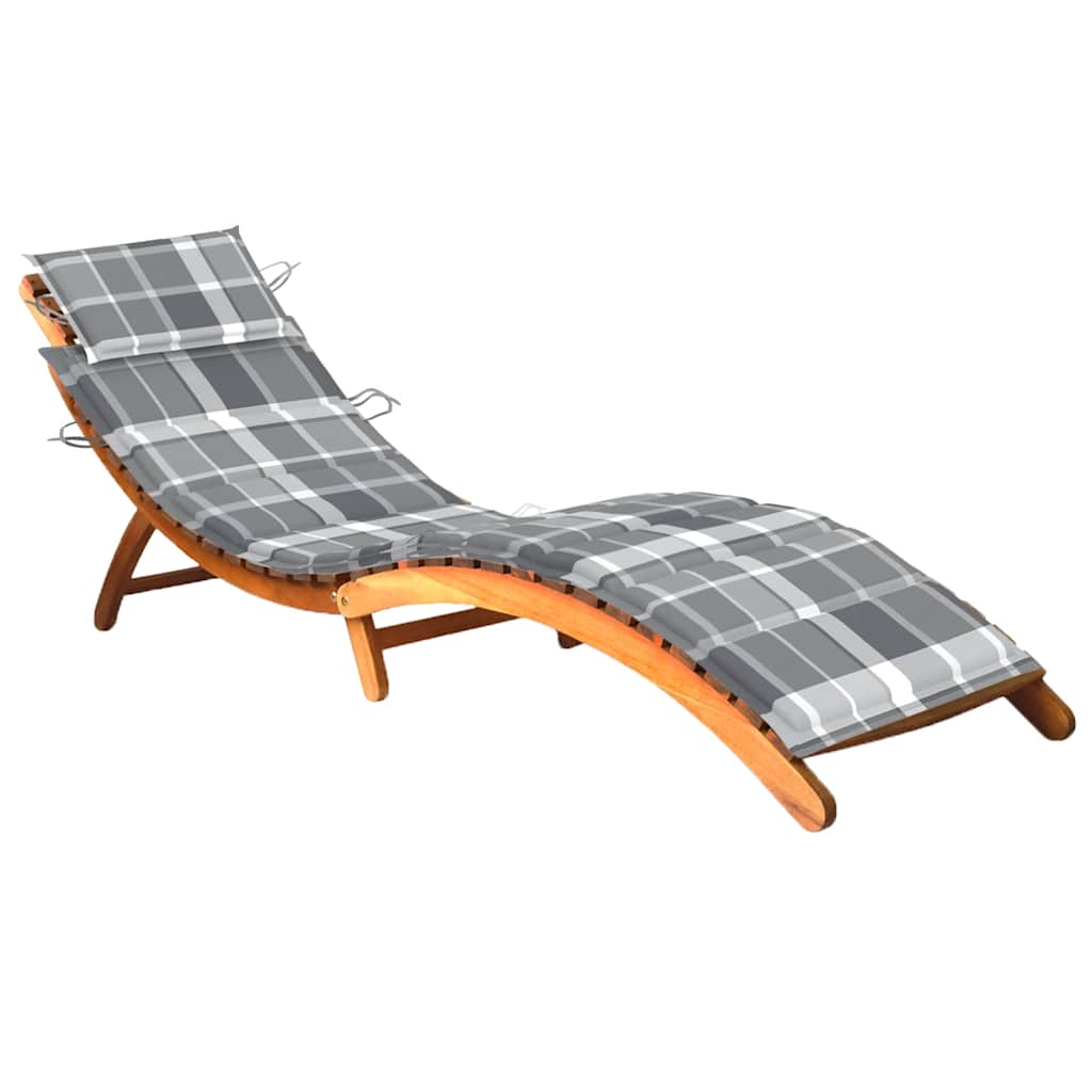 foto del prodotto lettino prendisole da giardino con cuscino massello di acacia cod mxl 75561
