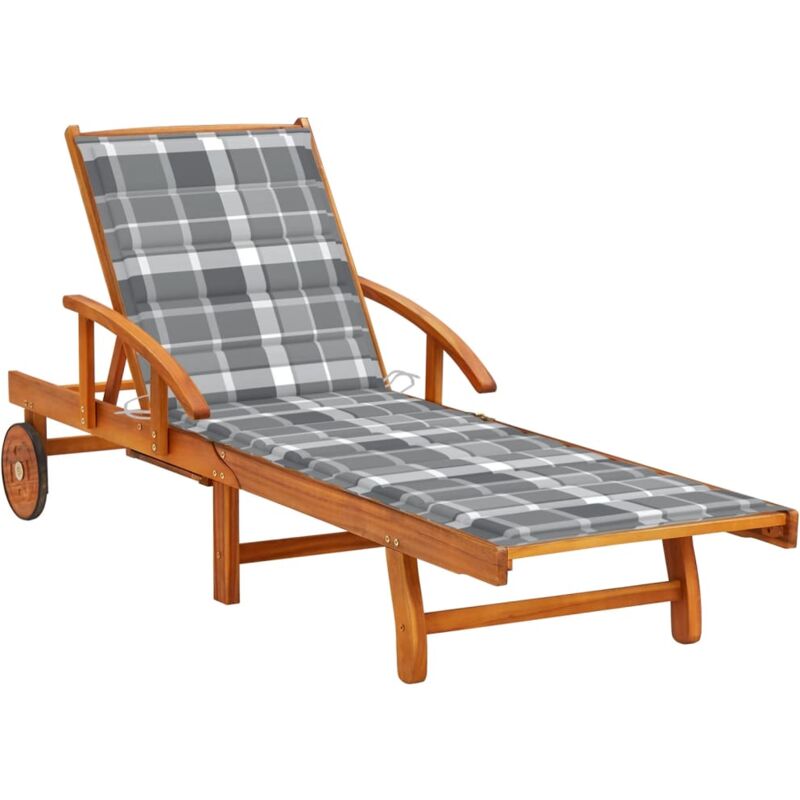 foto del prodotto lettino prendisole da giardino con cuscino massello di acacia cod mxl 75562