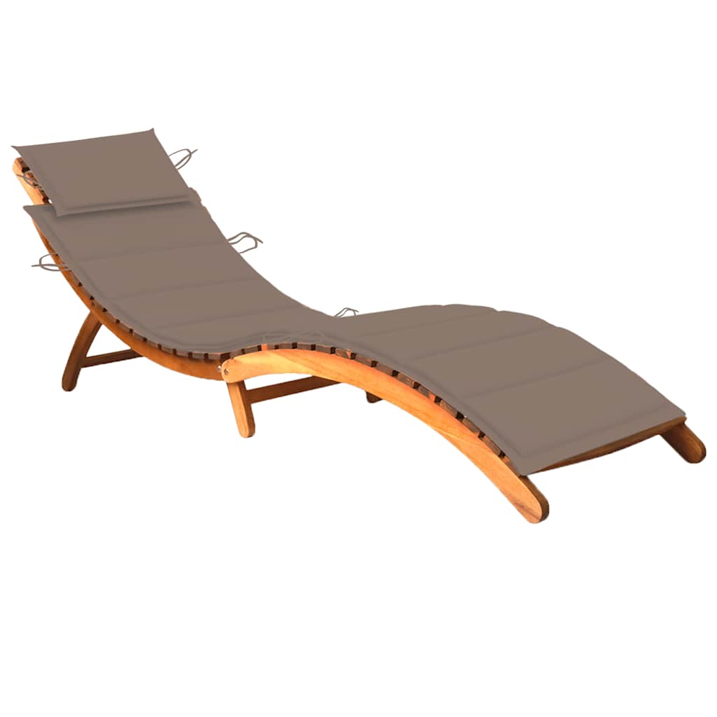 foto del prodotto lettino prendisole da giardino con cuscino massello di acacia cod mxl 75563