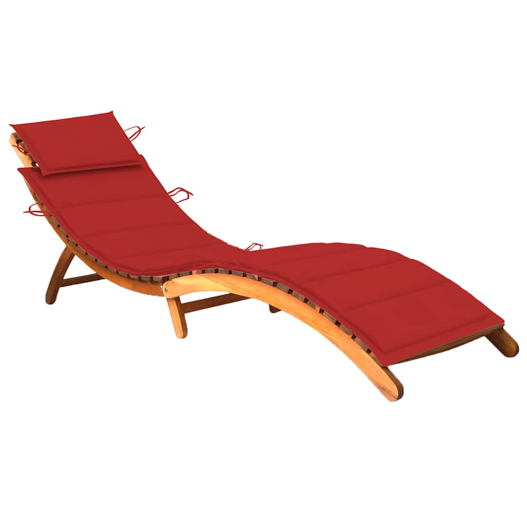 foto del prodotto lettino prendisole da giardino con cuscino massello di acacia cod mxl 75564