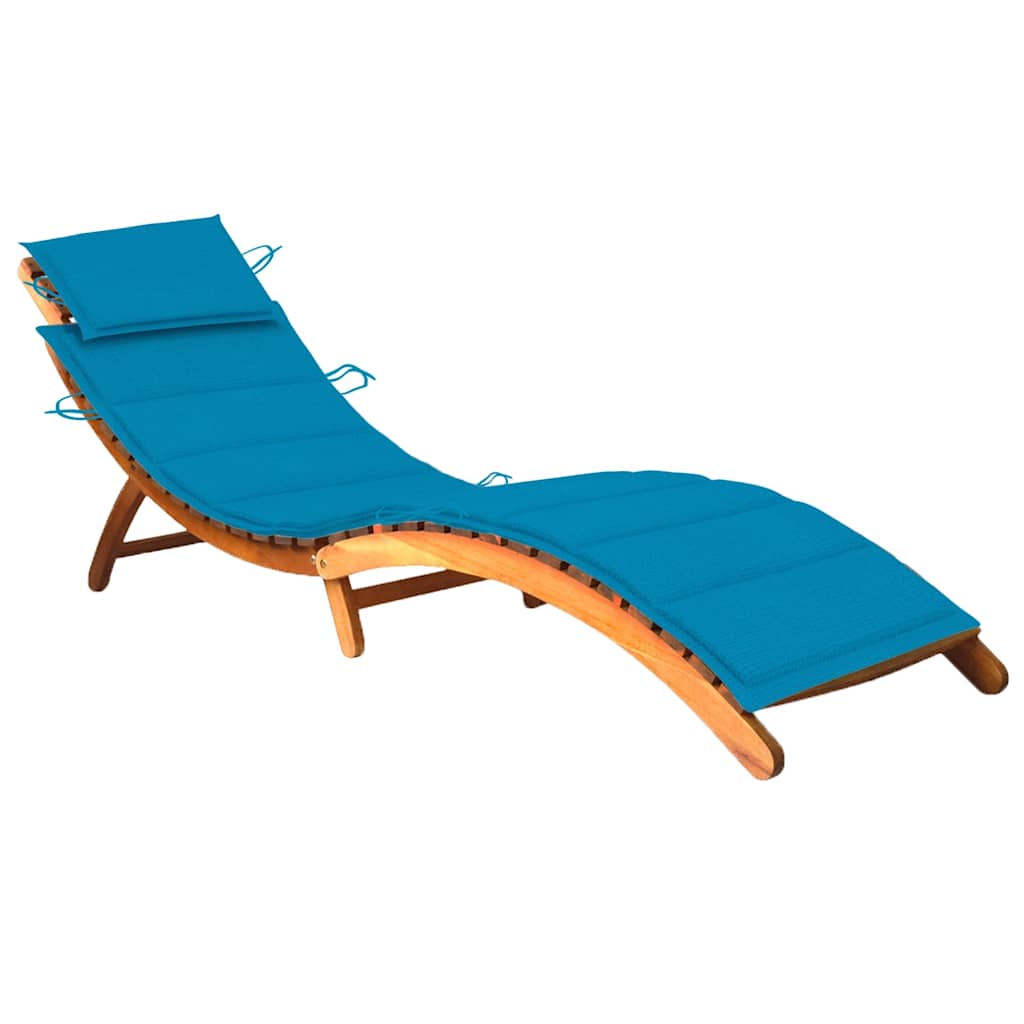 foto del prodotto lettino prendisole da giardino con cuscino massello di acacia cod mxl 75565