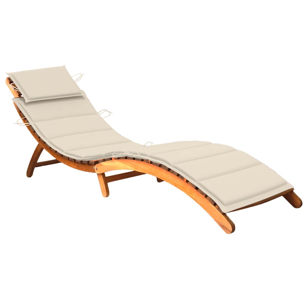 foto del prodotto lettino prendisole da giardino con cuscino massello di acacia cod mxl 76970