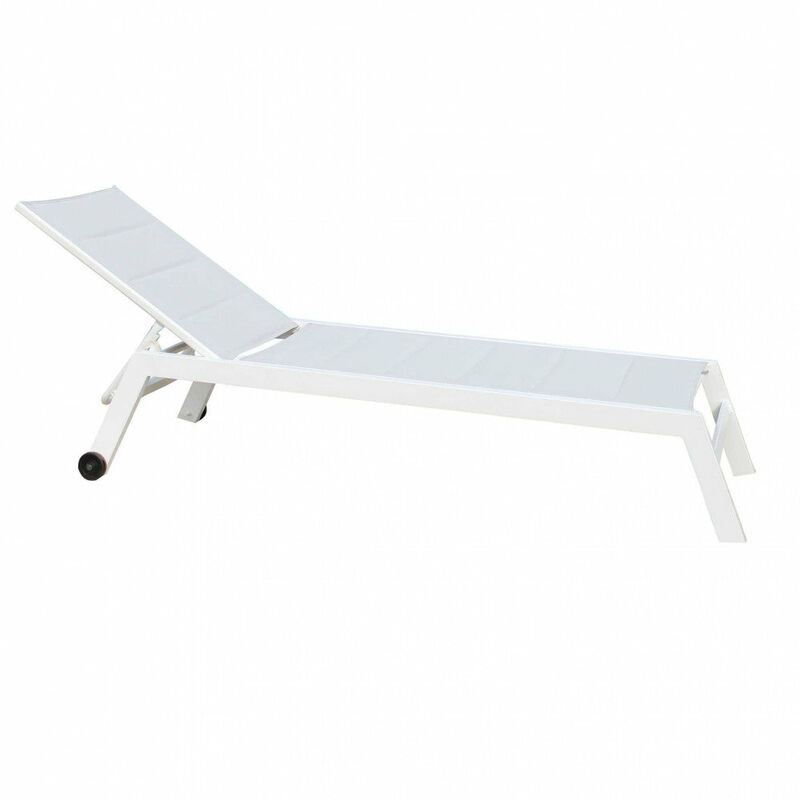 foto del prodotto lettino prendisole da giardino formentera impilabile 198x61x34 95 h cm in alluminio bianco