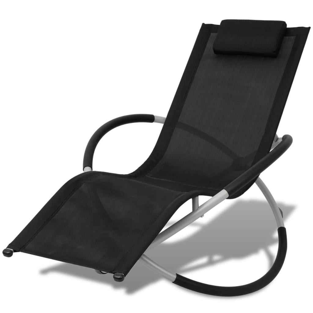 foto del prodotto lettino prendisole geometrico in acciaio nero e grigio cod mxl 19594