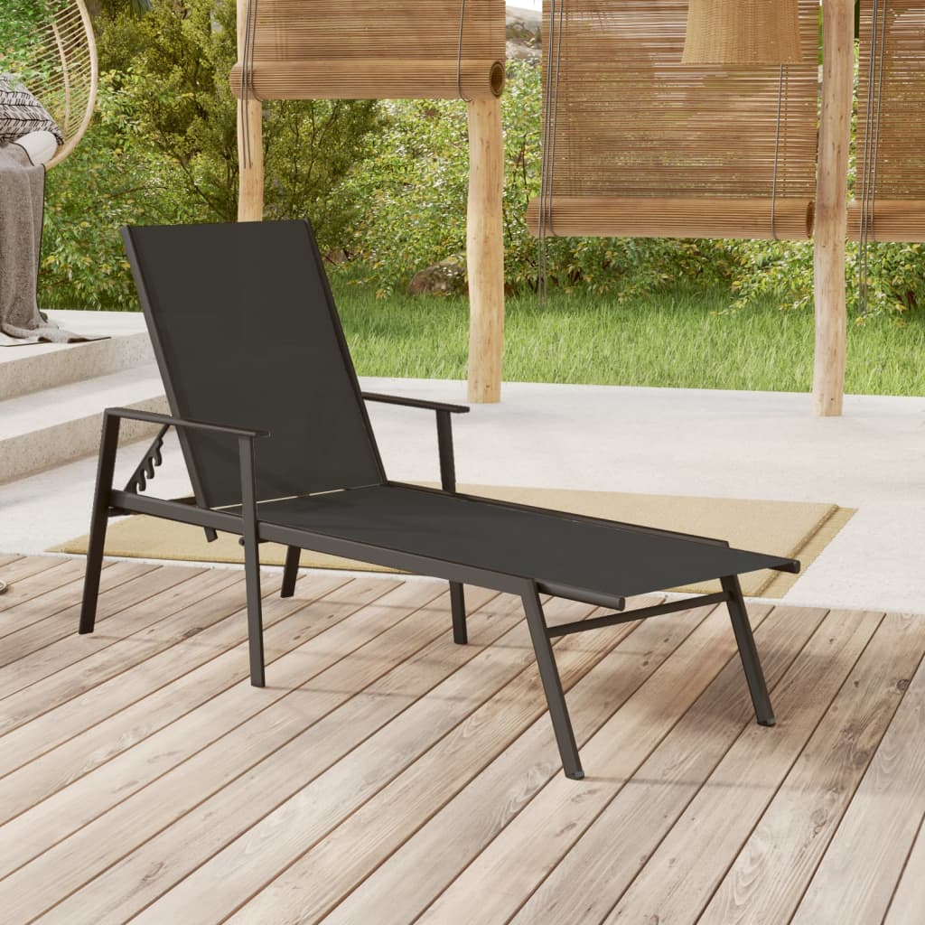 foto del prodotto lettino prendisole in acciaio e textilene nero cod mxl 26384