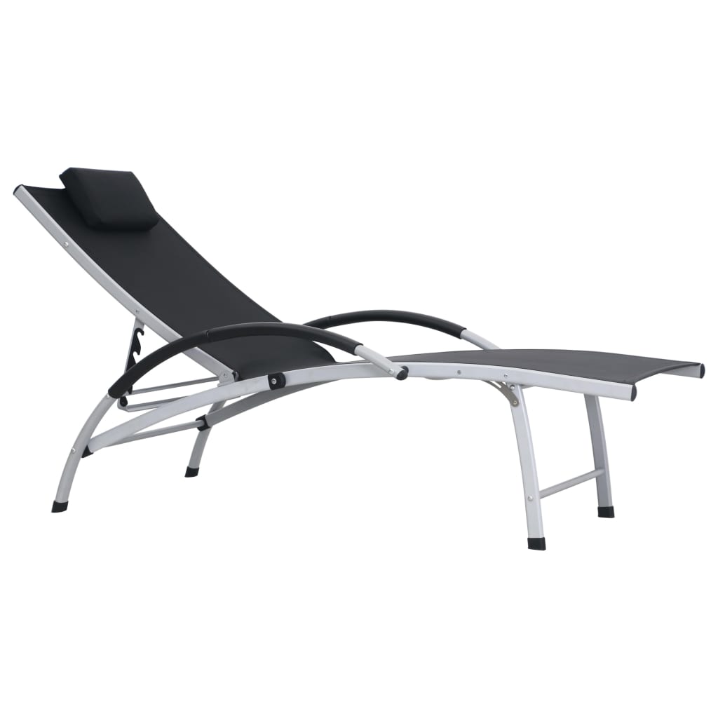 foto del prodotto lettino prendisole in alluminio e textilene nero cod mxl 26375