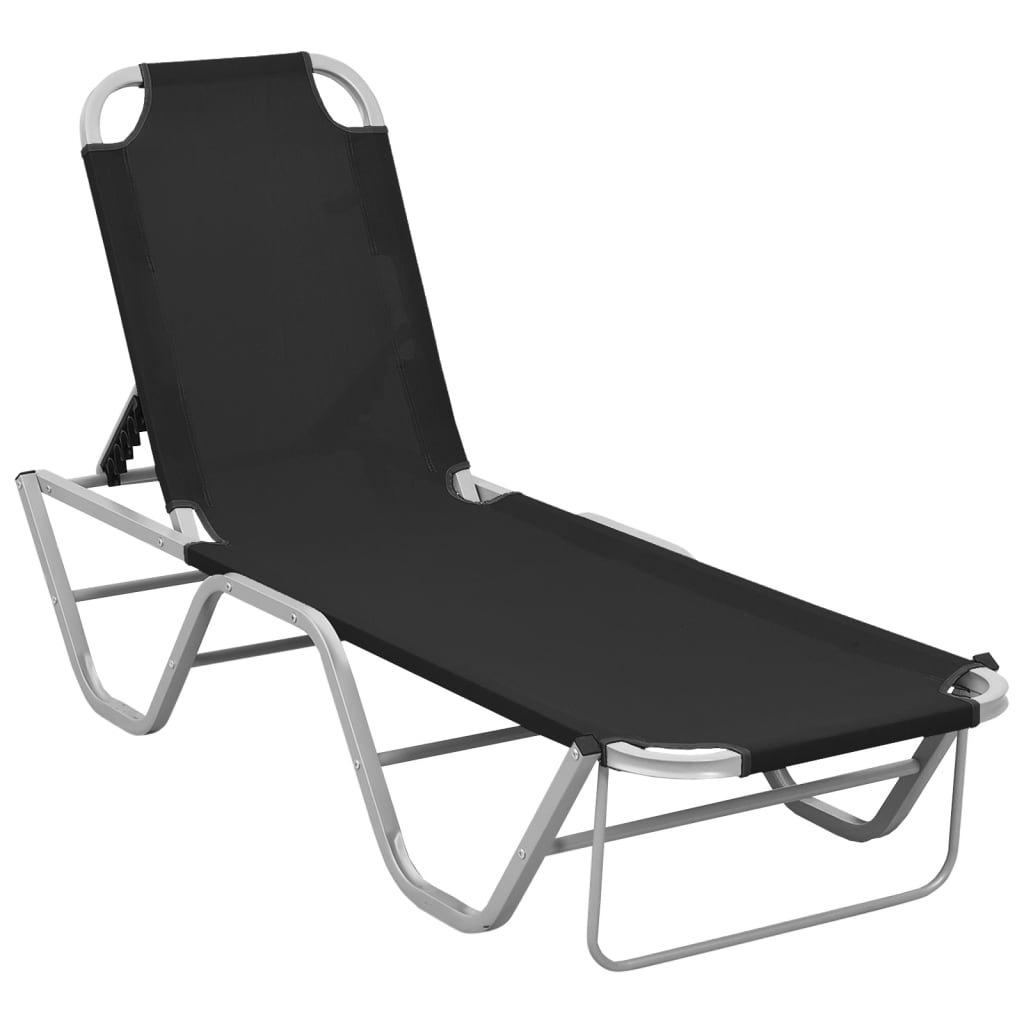 foto del prodotto lettino prendisole in alluminio e textilene nero cod mxl 27048