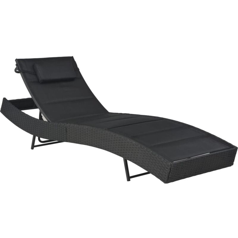 foto del prodotto lettino prendisole in polyrattan e textilene nero vidaxl