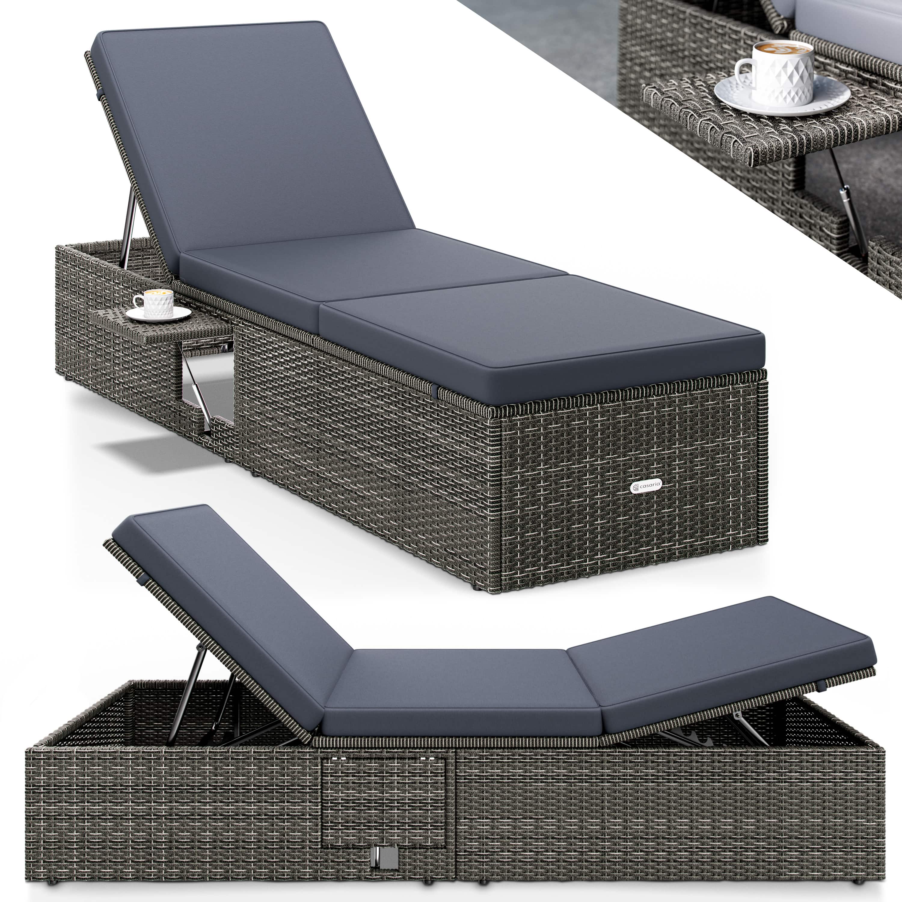 foto del prodotto lettino prendisole in polyrattan grigio antracite 200x58x33cm
