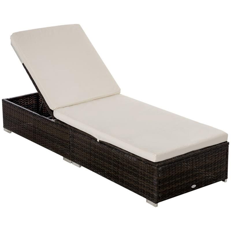 foto del prodotto lettino prendisole in rattane reclinabile 195 x 68 x 30 cm marrone e crema