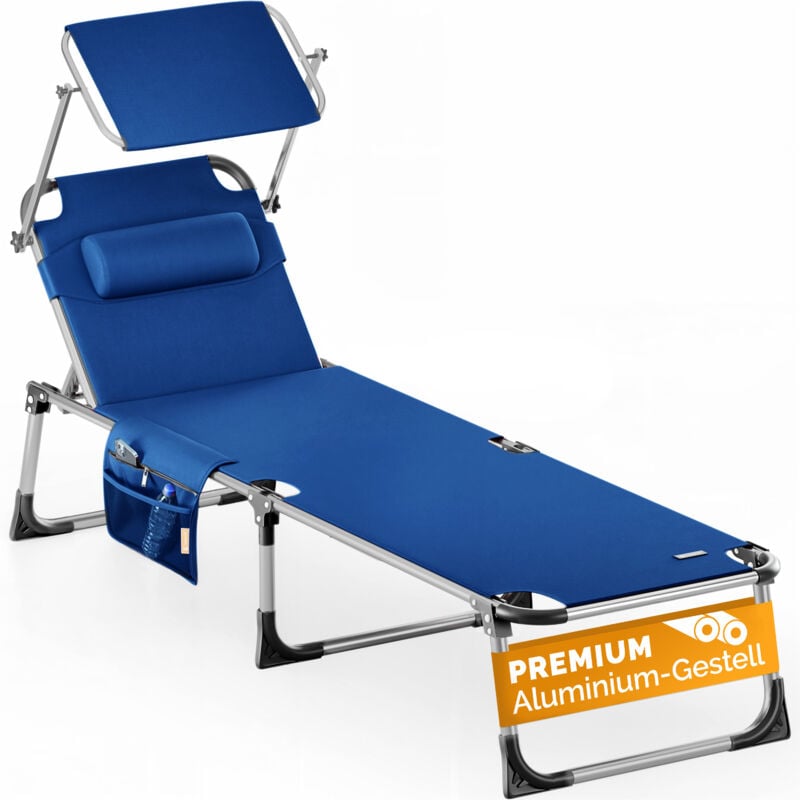 foto del prodotto lettino prendisole malta in alluminio 210cm 150kg con tetto parasole sdraio da spiaggia lettino da giardino in tanti colori blu - casaria