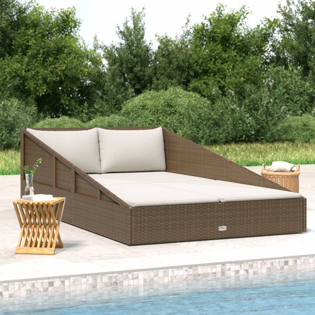 foto del prodotto lettino prendisole marrone 201x139 cm in polyrattan cod mxl 73458