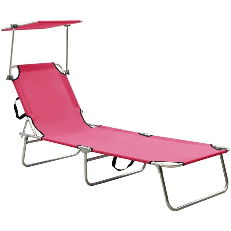 foto del prodotto lettino prendisole pieghevole con baldacchino telaio robusto vari colori colore rosa
