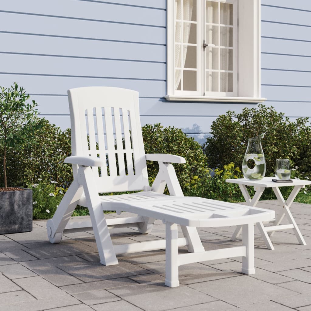 foto del prodotto lettino prendisole pieghevole con ruote bianco in ppcod mxl 129836