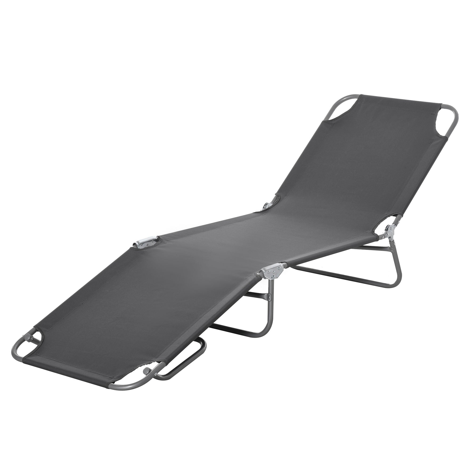 foto del prodotto lettino prendisole pieghevole da giardino 180x55x24 cm in metallo e tessuto oxford grigio