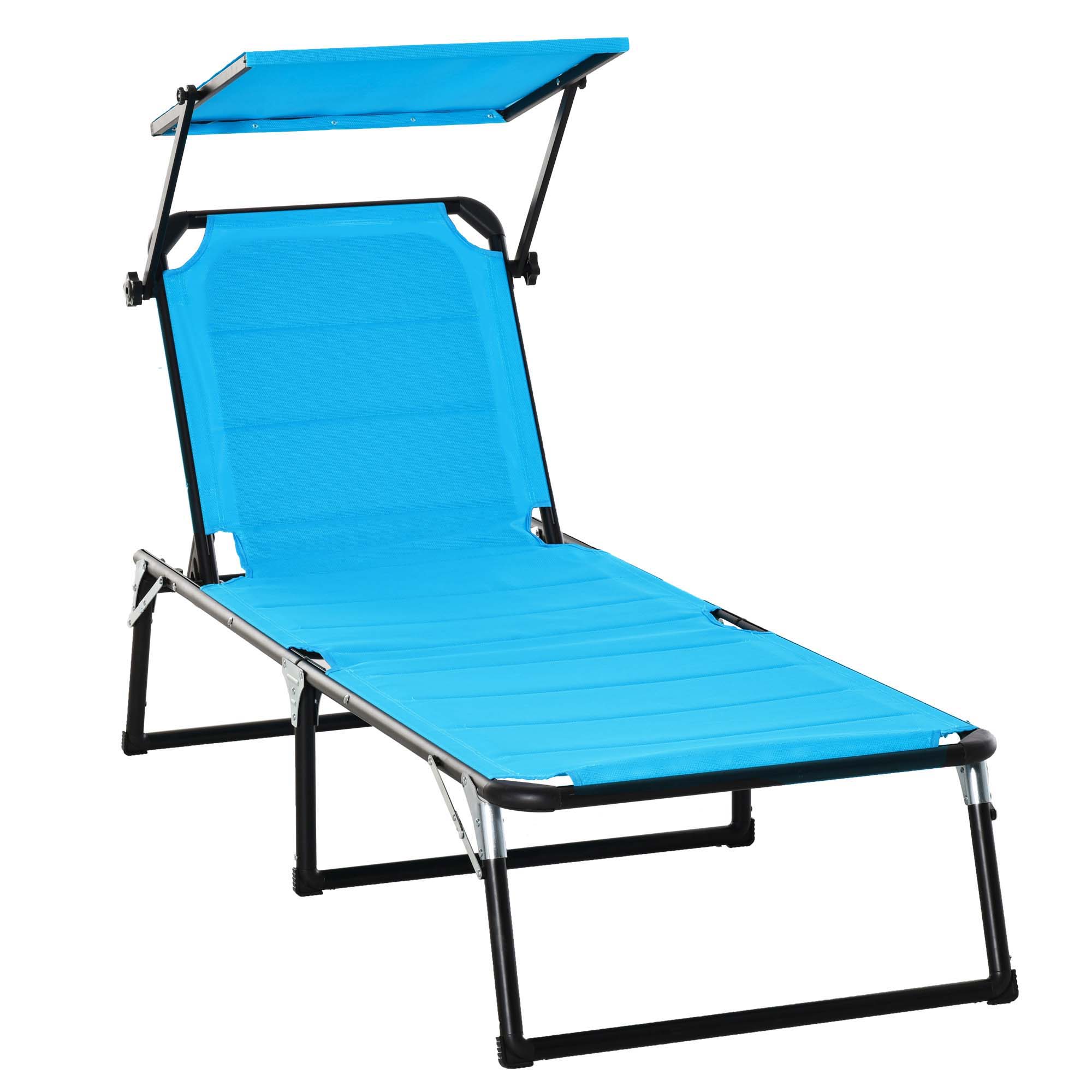 foto del prodotto lettino prendisole pieghevole da giardino 66x164x84,5 cm in alluminio e textilene blu