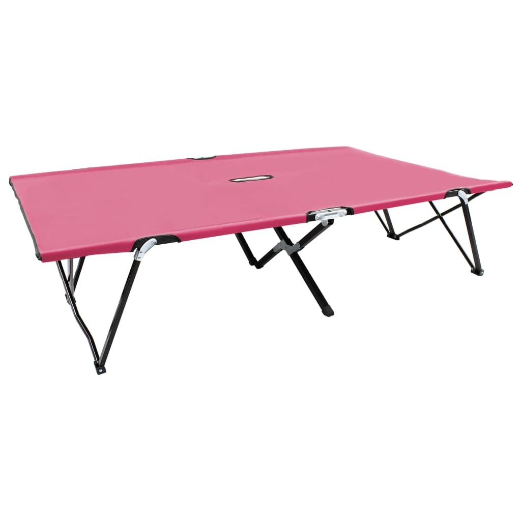 foto del prodotto lettino prendisole pieghevole due persone rosa in acciaio vidaxl 571275