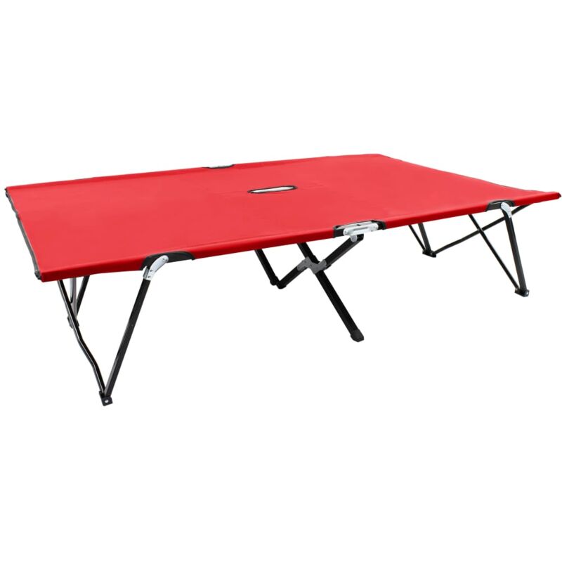 foto del prodotto lettino prendisole pieghevole due persone rosso in acciaio vidaxl 553479