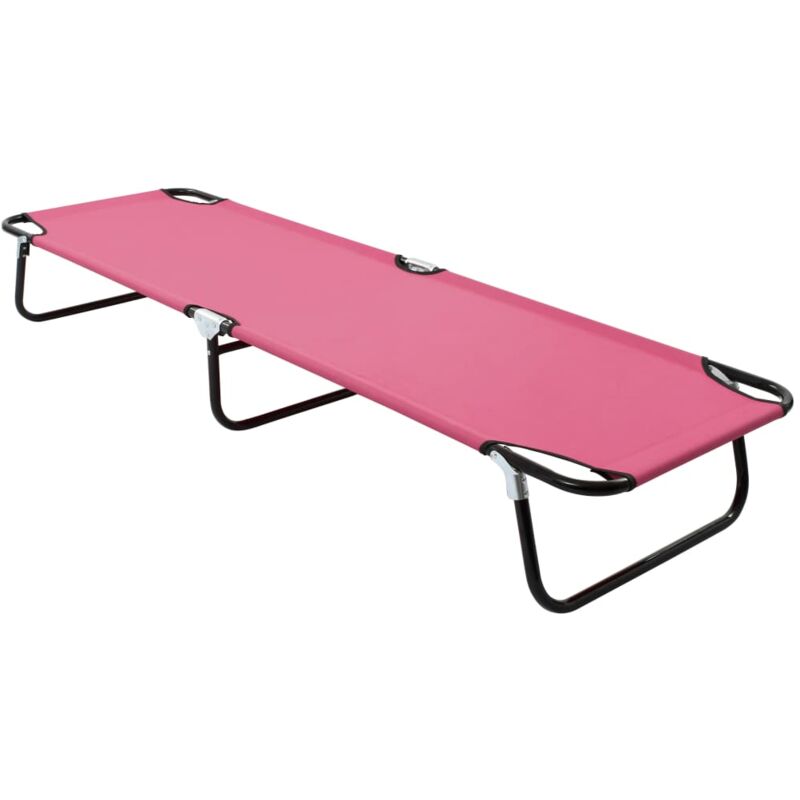 foto del prodotto lettino prendisole pieghevole in acciaio rosa vidaxl