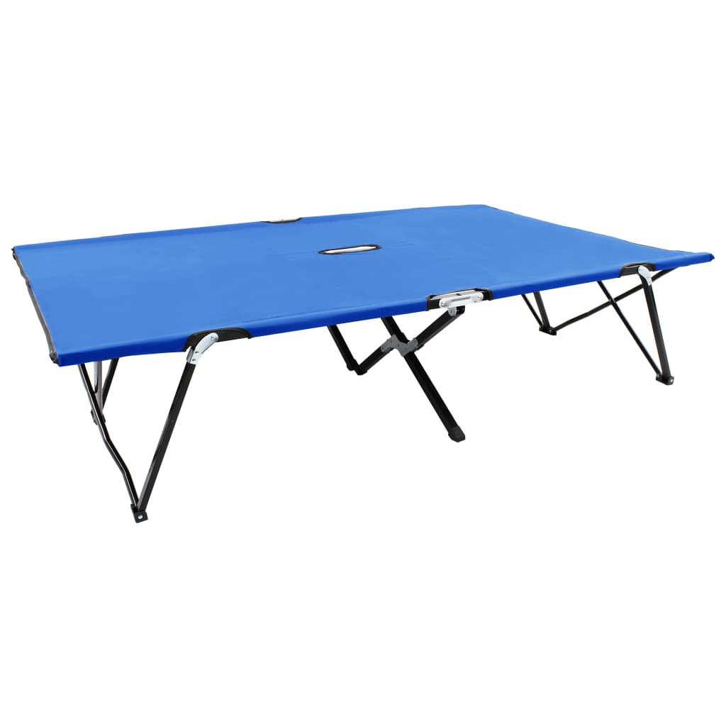 foto del prodotto lettino prendisole pieghevole per 2 persone blu in acciaio cod mxl 62736