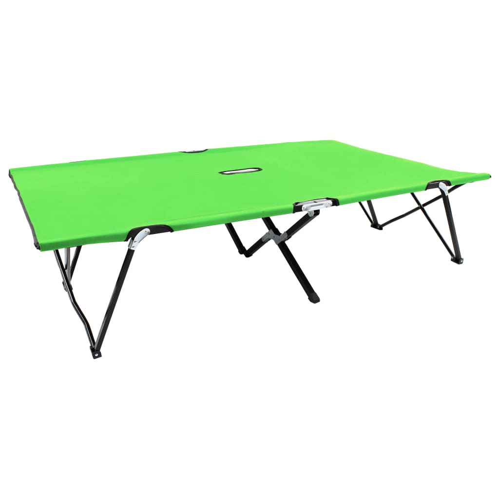 foto del prodotto lettino prendisole pieghevole per 2 persone verde in acciaio cod mxl 65818