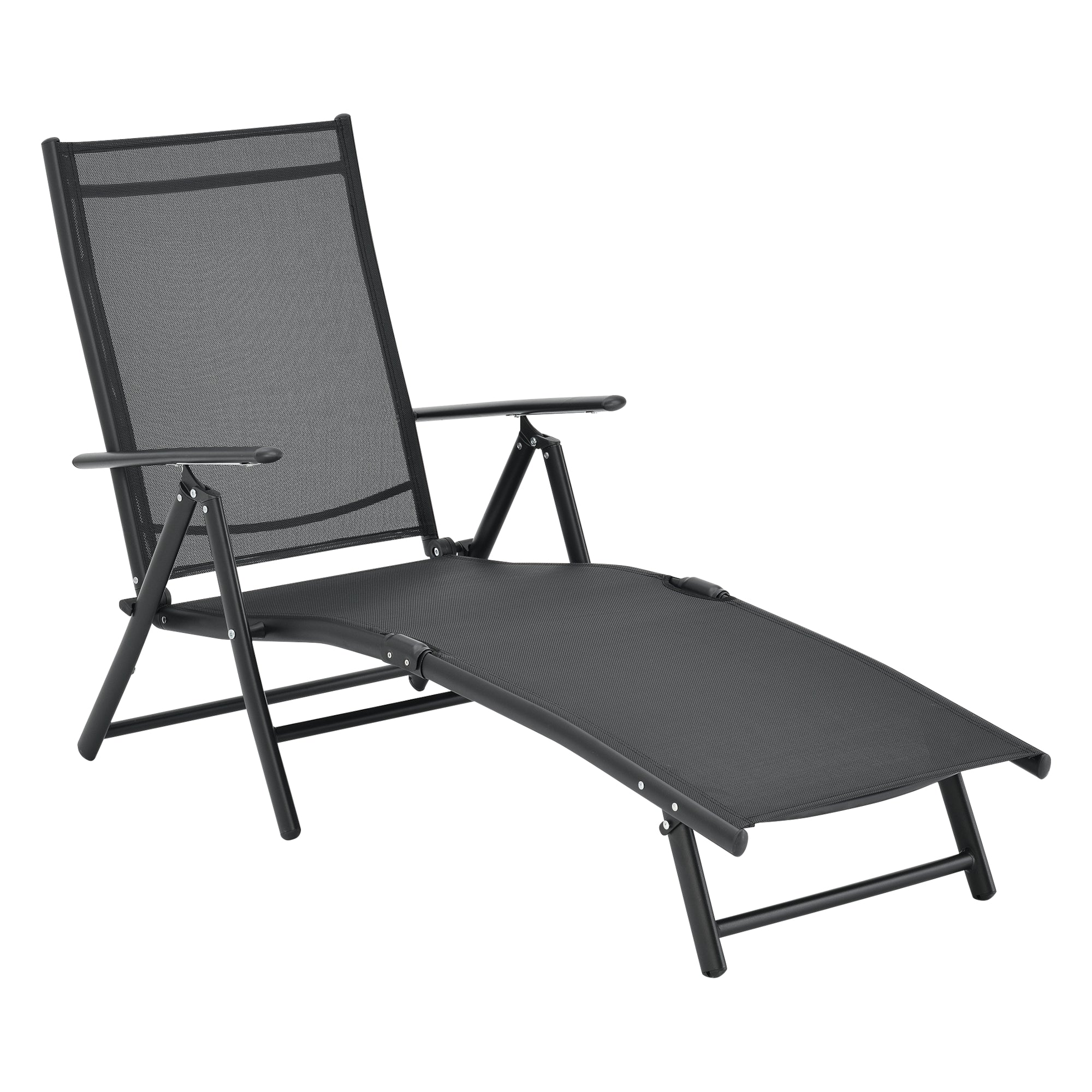 foto del prodotto lettino prendisole reclinabile 160 con braccioli 150 x 65 x 86 cm nero 03 0006406