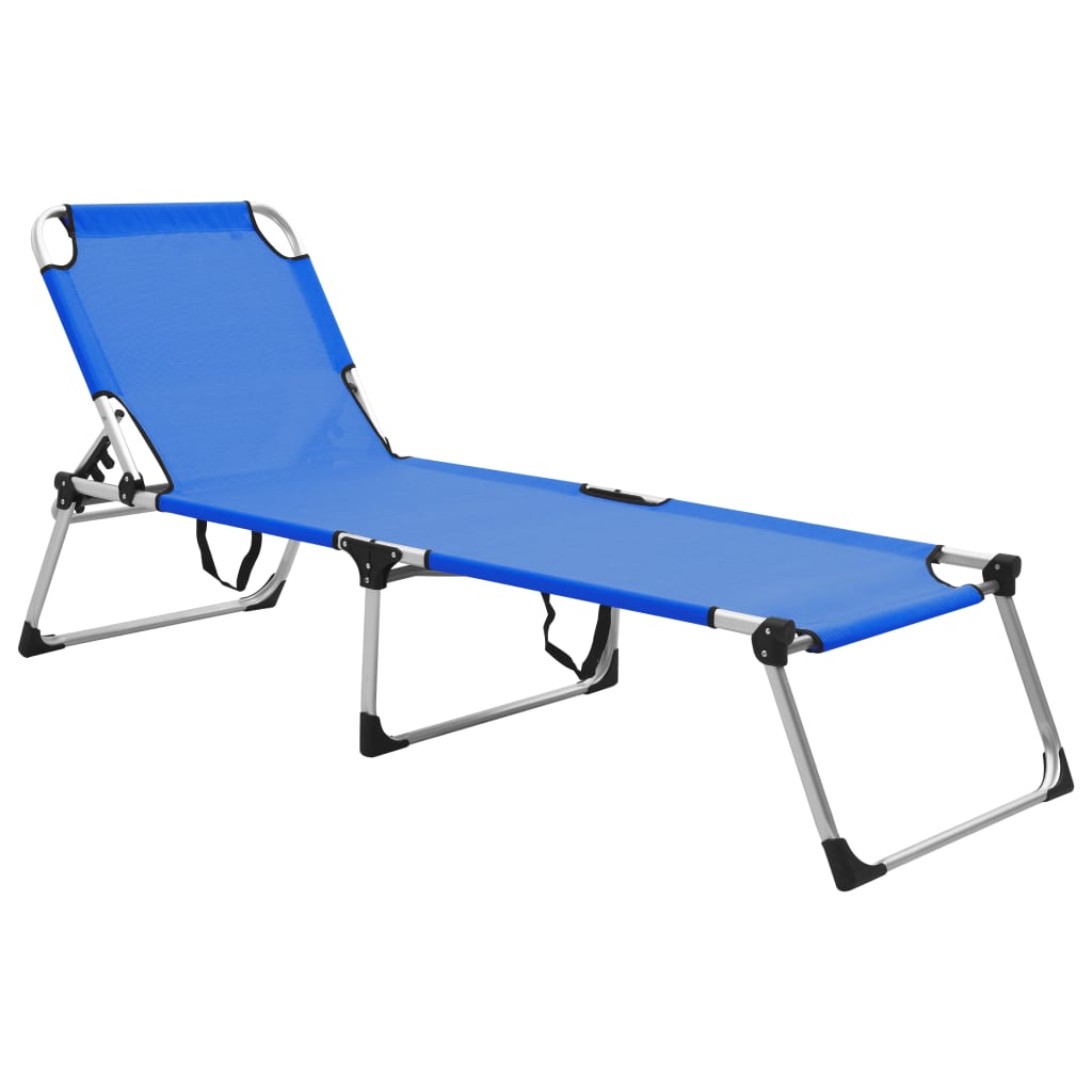 foto del prodotto lettino prendisole senior pieghevole extra alto alluminio blu cod mxl 16117