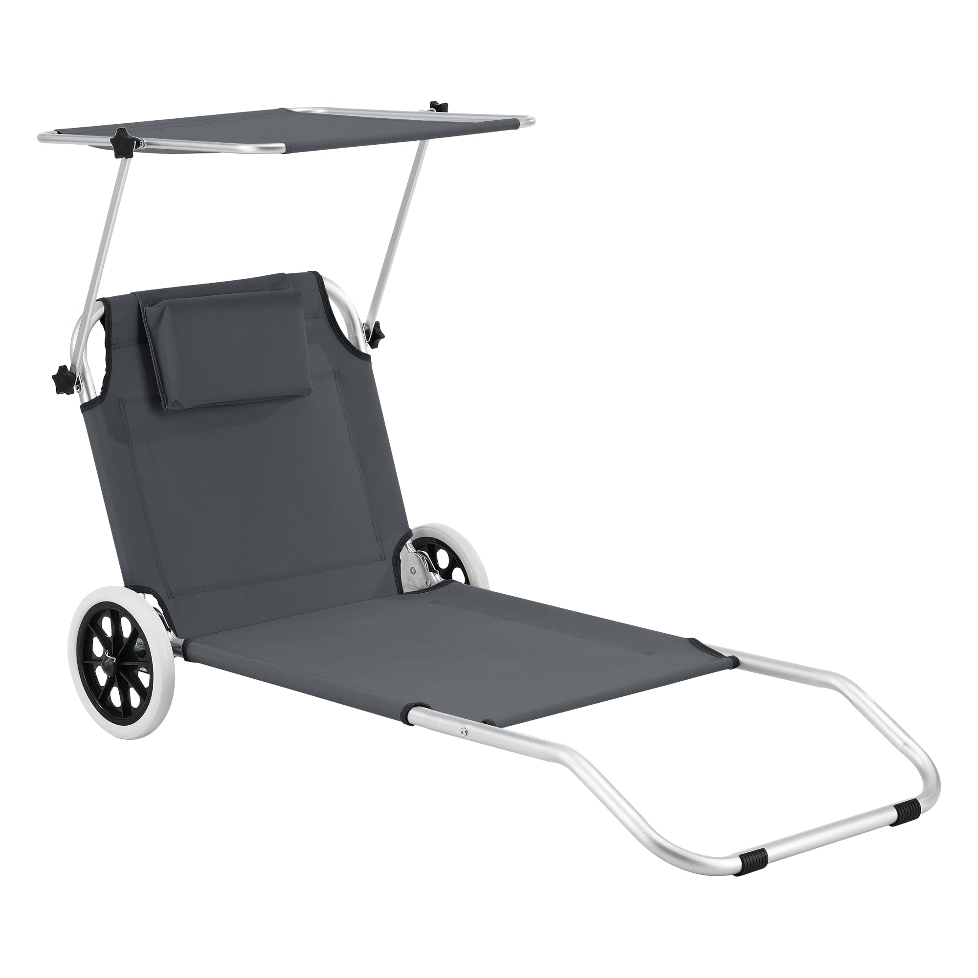 foto del prodotto lettino prendisole su ruote lazkano alluminio poliestere argento opaco grigio scuro 03 0006421
